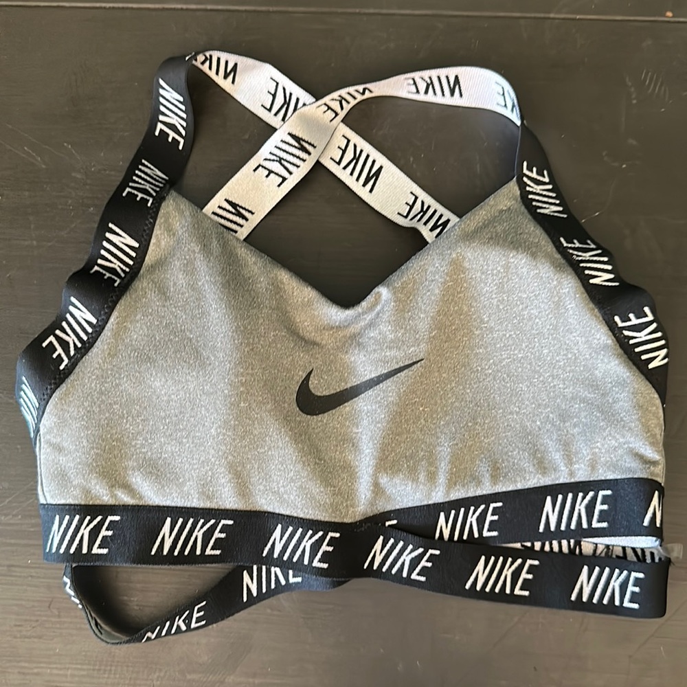 Nike Pro Black - Grey Size Small Sports Bra Strappy